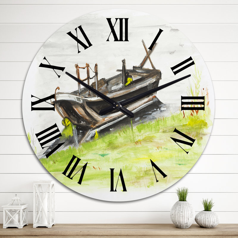 Petit bateau par la côte verte - horloge murale Mission & Craftsman, Moyen