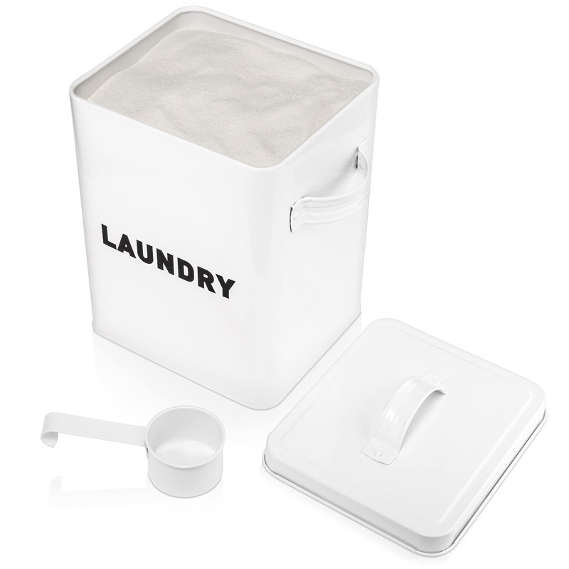 Metal Storage Canisters And Containers For Home And Kitchen Organization, Function, And Decor (White Laundry Box)
