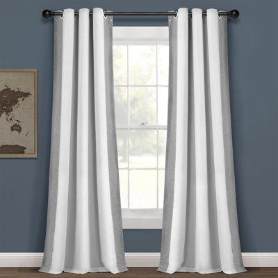 Block Border Blackout Curtain Single Panel