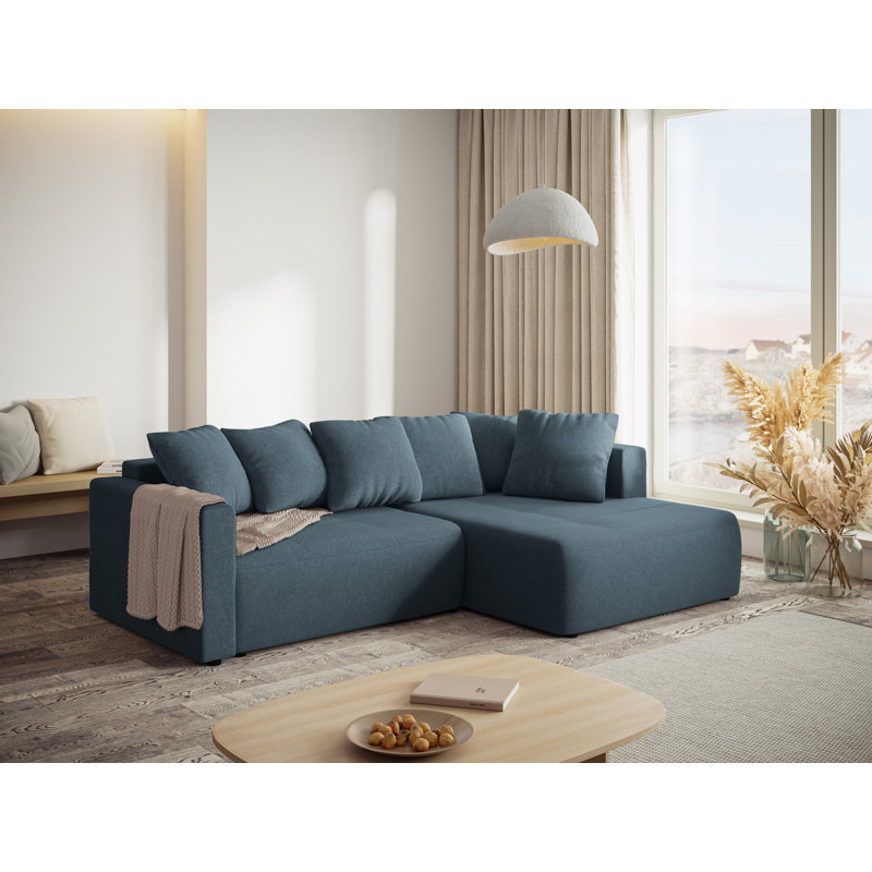 Ironesha 4 Seater Sofa Bed, Blue, Right Hand Facing