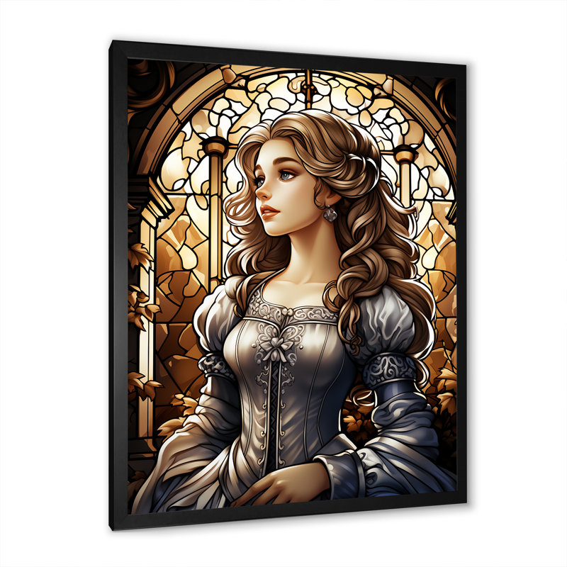 «Vitrail Cendrillon II», Cadre simple noir, H 32 po x l 24 po x P 1 po
