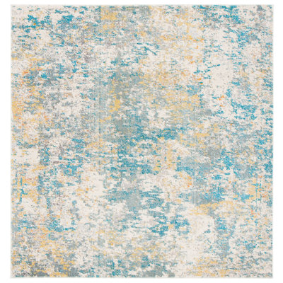 Besfort Abstract Ivory/Teal/Gold Area Rug