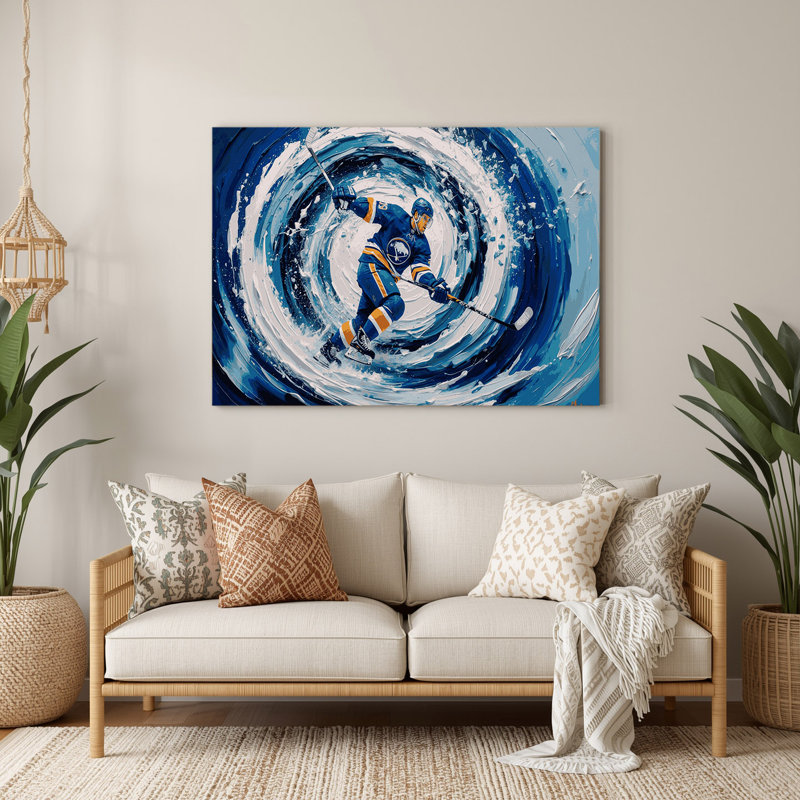 Sports sur glace, art mural gris en métal, H 144 po x l 216 po x P 0,05 po
