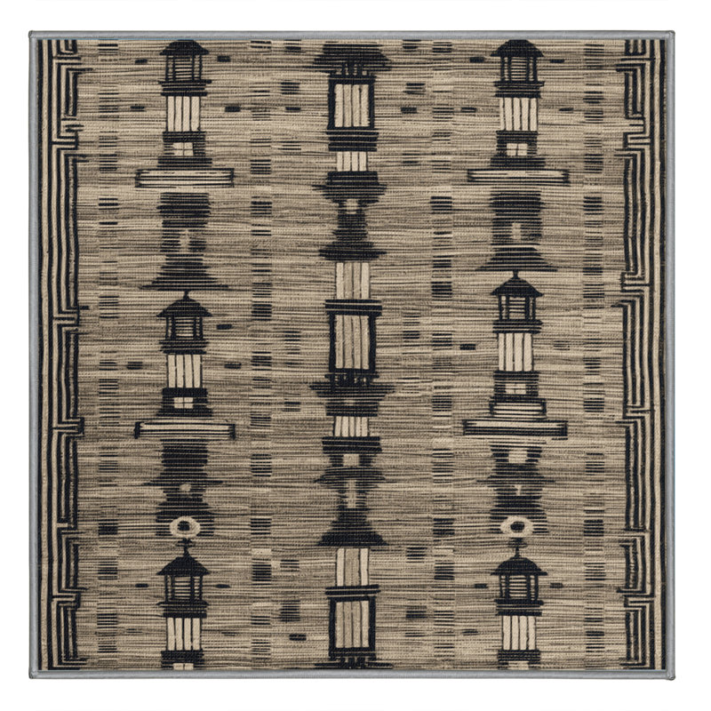 Tapis gris art déco lavable à la machine, Carré 8 pi