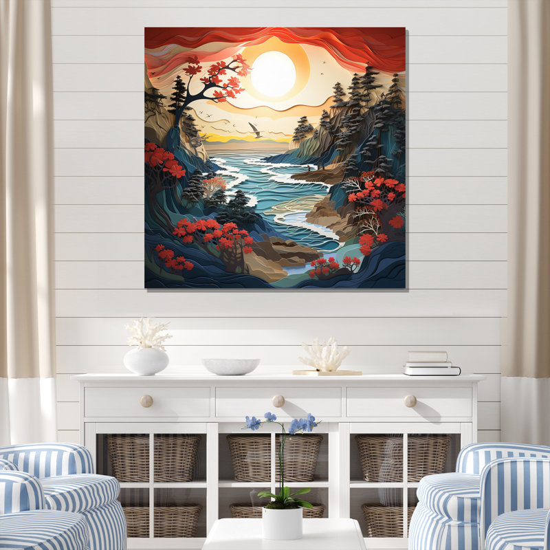 Coastal Wilderness Papercut II - Nautical & Beach Wall Decor, Toile tendue, H 16 po x l 16 po x P 1 po