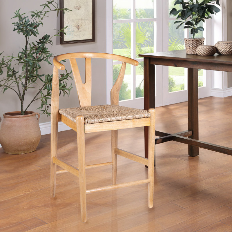 Nareh Bar Height Kitchen Bar Stool, Natural, Counter Stool (24" Seat Height)