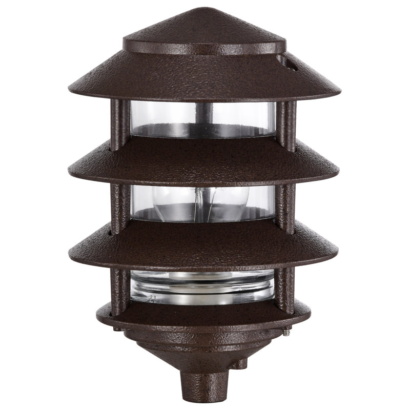  Arjo 1 Light - 9'' Pathway Light - Three Louver - Small Hood, Old Bronze