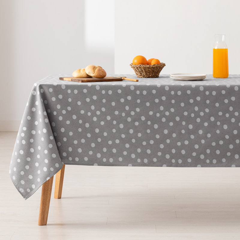 Wylies Geometric Cotton Tablecloth, Light Grey, 140cm W x 140cm L