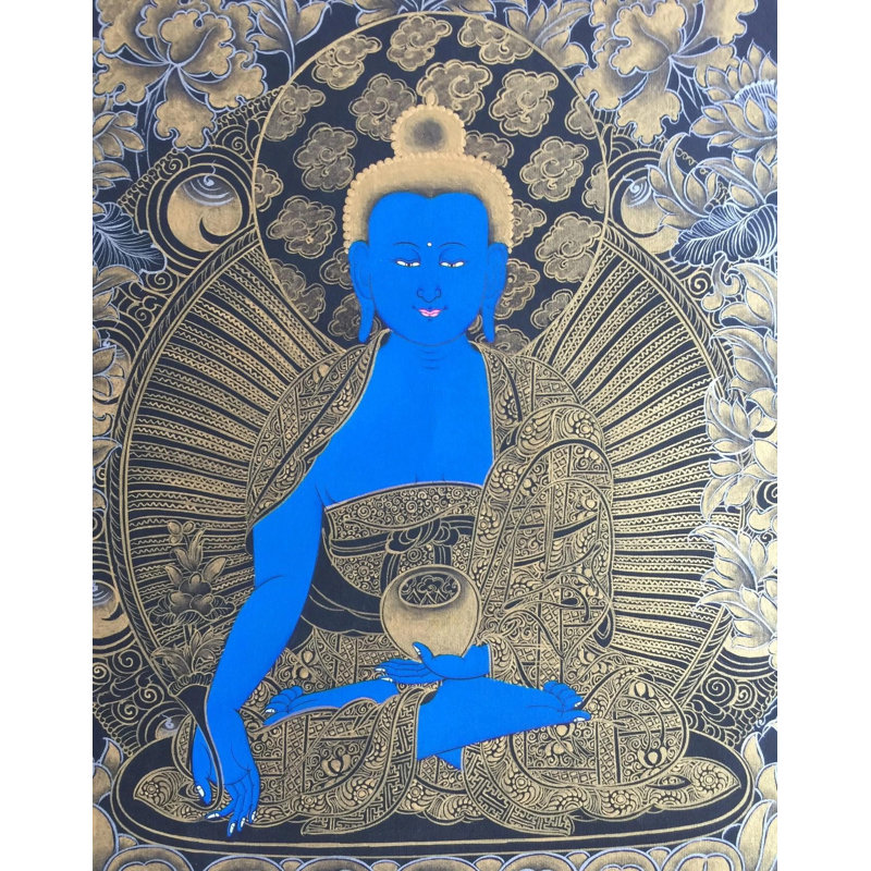 Bouddha de la médecine Thangka (Thangka sans brocart)