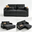 Canapé-lit convertible 3 en 1 de 185 cm (73 po), canapé-lit gigogne avec table d'appoint pivotante à 360°, revêtement en chenille douce, canapé moderne, noir-1681002129