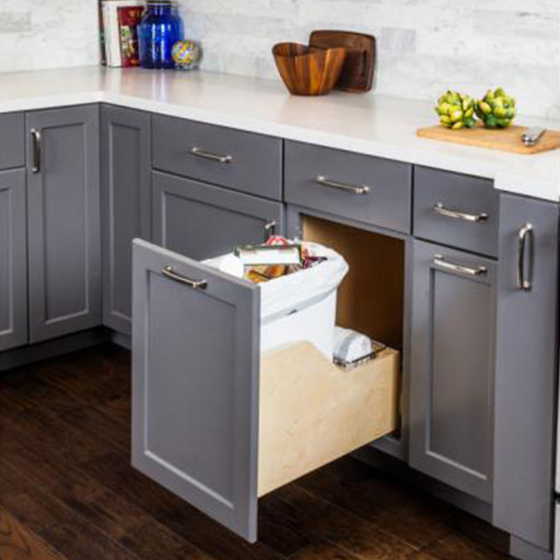 White Birch Wood Pull-Out Trash Can System