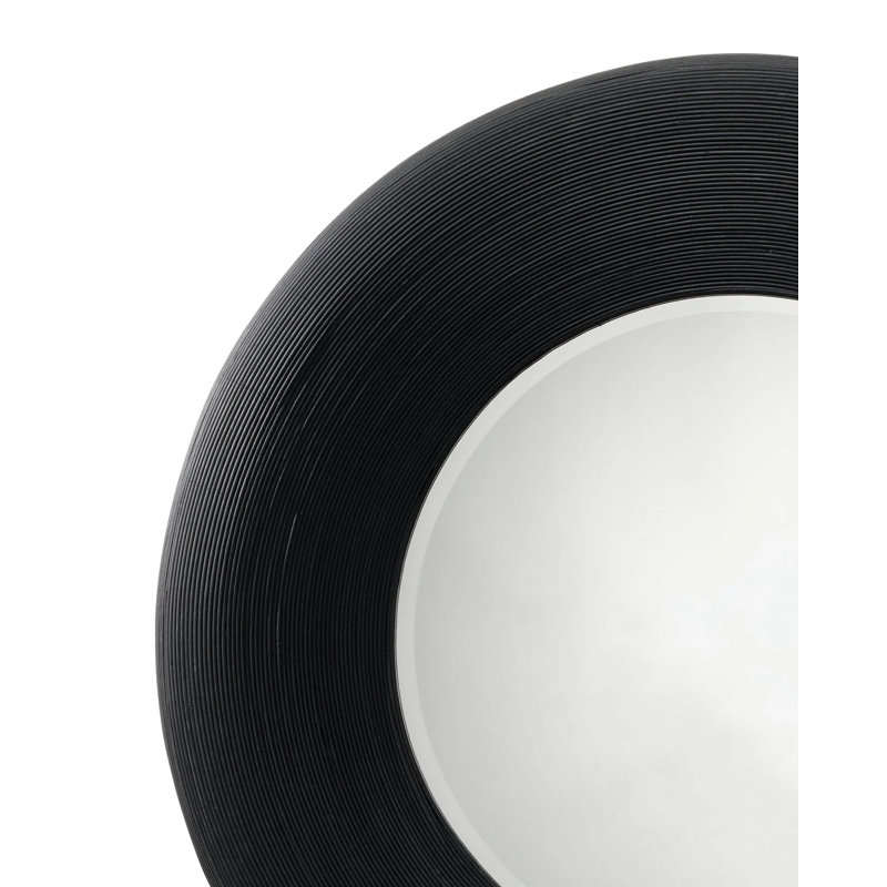 Paddock Round Bamboo / Rattan Mirror, Black