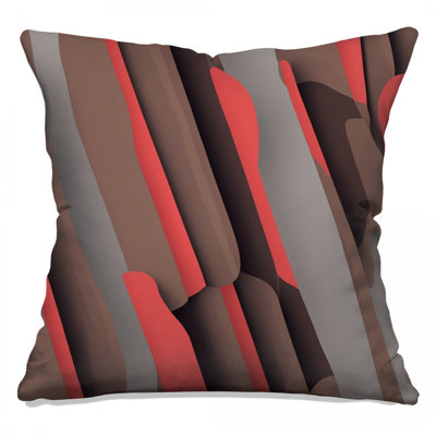 Brown Red Stripes Double Sided Throw Pillows