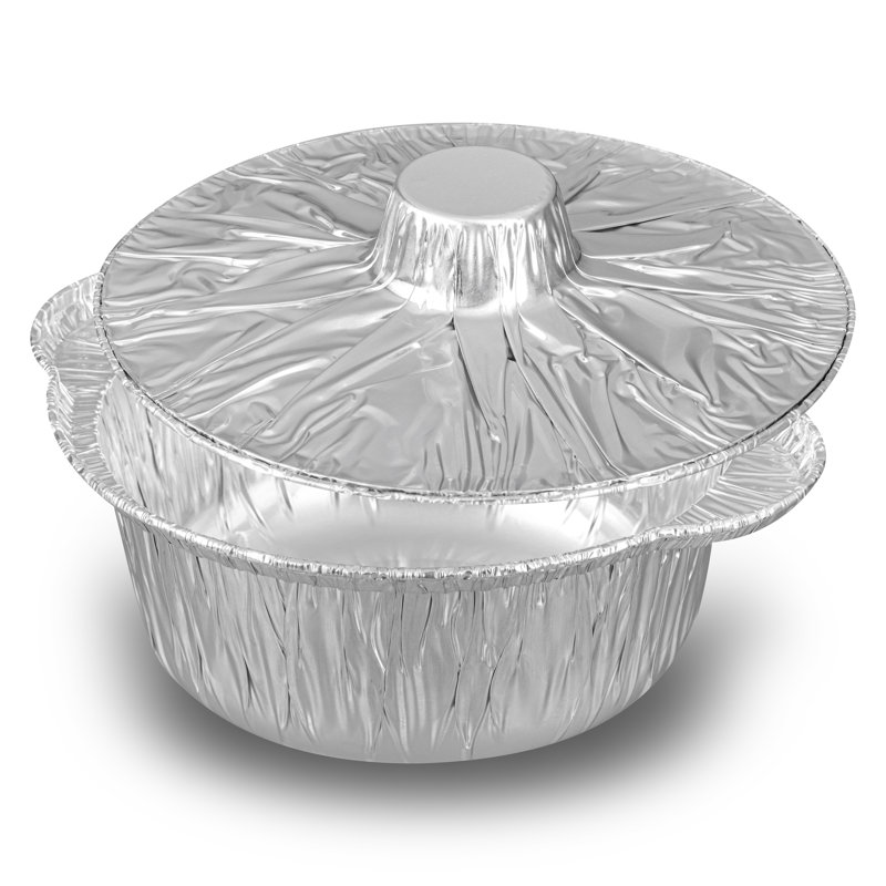 Restaurantware-Foil Lux 34 Ounce Pans And Lids, 100 Disposable Pots With Lids - Oven-Ready, Stove Compatible, Aluminum Foil Baking Pans, Freezable, For Outdoor Camping, Vacation, Picnic, And More