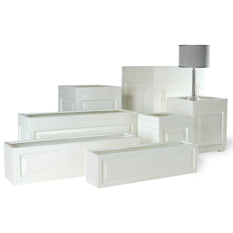 Haldeman Fibreglass Planter Box, White, 46cm H x 38cm W x 137cm D