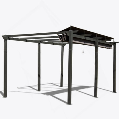 11 X 16 FT Outdoor Living Outdoor Retractable Pergola With Weather-Resistant Canopy Aluminum Garden Pergola Patio Grill Gazebo For Courtyard