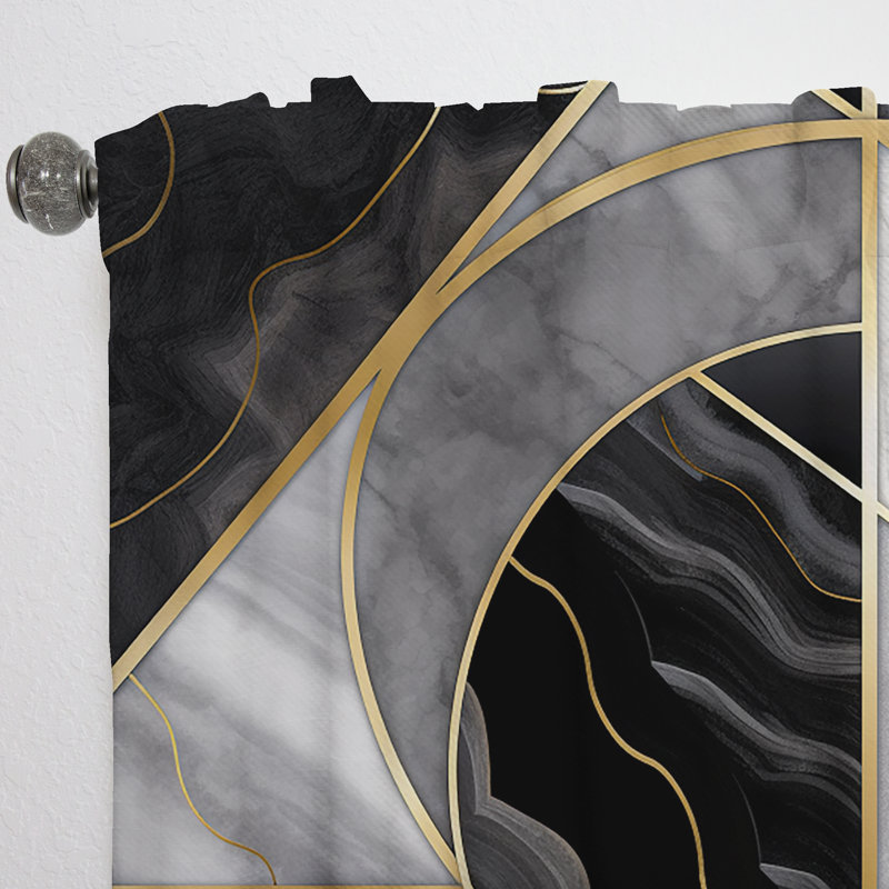Harel Marble Granite Agate With Touches Of Gold XV - Modern Curtain - Velvet Room Darkening - 1 panel, 52" W x 90" L