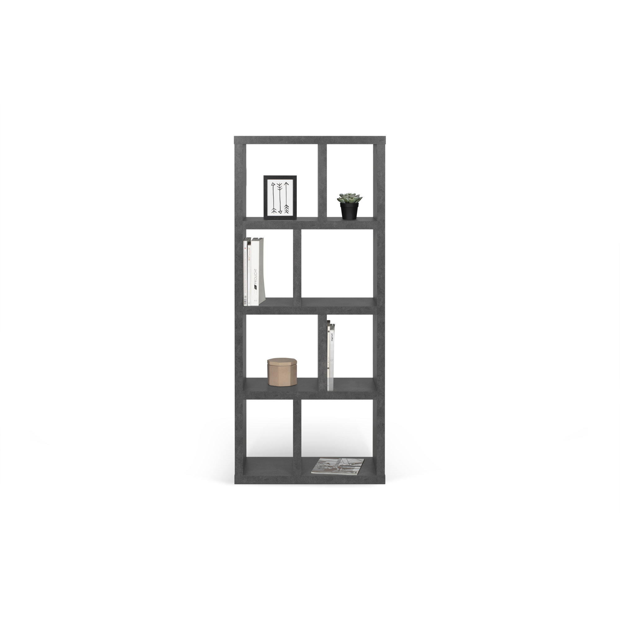 Stetson 4 Level Cube Unit Bookcase, Concrete, (4 Shelves) 63" H x 28" W x 13" D