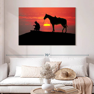 Cowboy du Texas au coucher du soleil