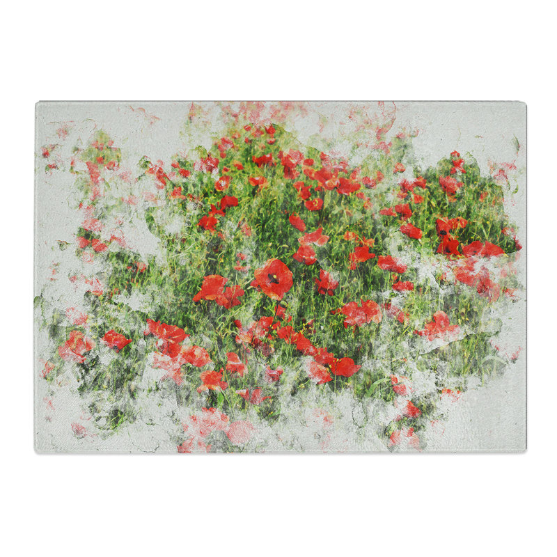 Field of Poppies Vol.2 Watercolour Chopping Board, 0.4cm H x 20cm W x 28.5cm L