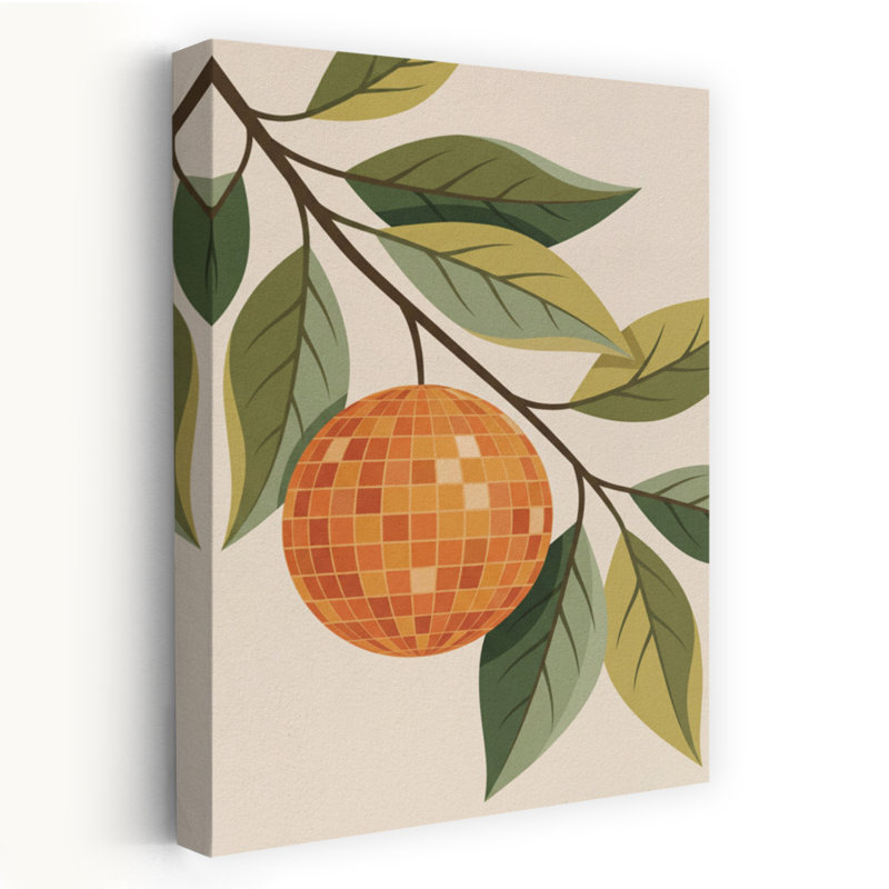 «Disco Orange», arbre orange contemporain, art mural, H 60 po x l 40 po