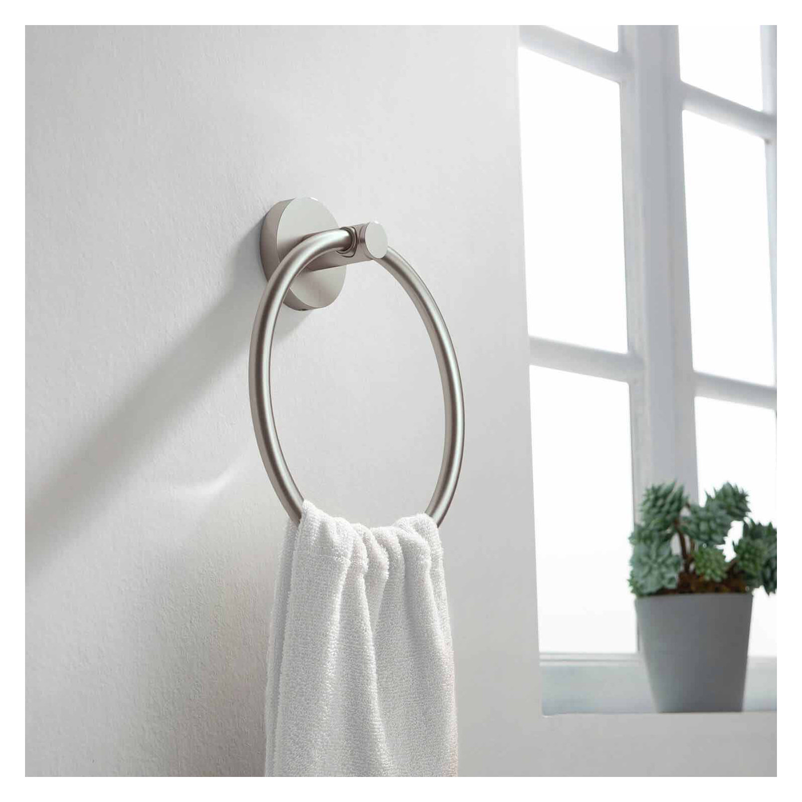 Circular Bathroom Towel Ring, Brushed Nickel