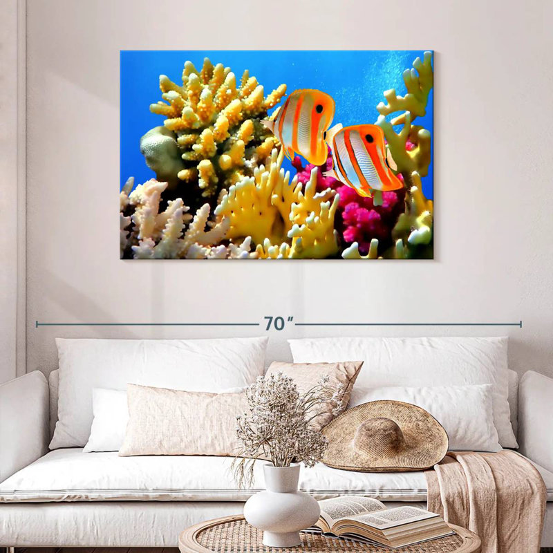 Butterflyfish And Corals, 30" H x 45" W