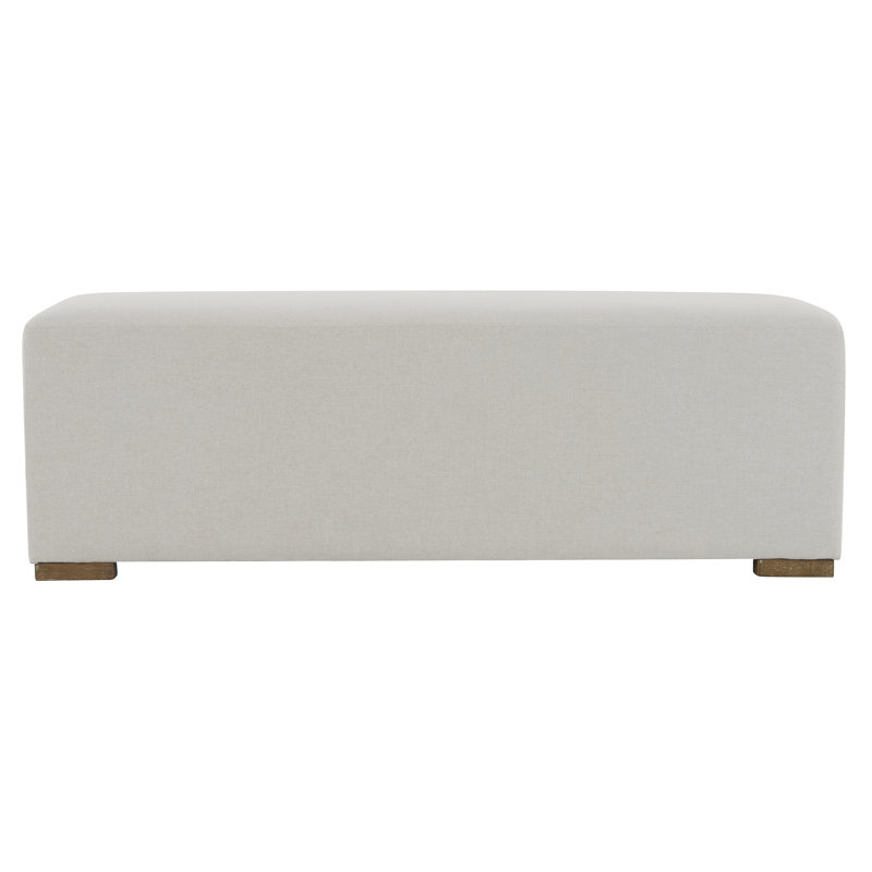 Simple long tabouret rectangulaire blanc, salon, chambre à coucher, entrée, matériau de peau, base silencieuse, palette de couleurs à faible saturation, dimensions ergonomiques, trépied en bois massif stable