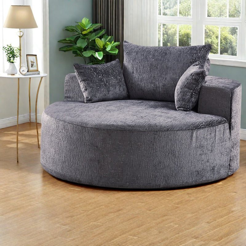 Compression Sofas, 55 Inch Chenille Foam Modern Sleeper Chair for Home