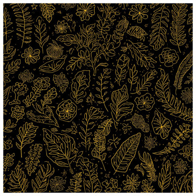 Gold Botanical Illustrations Canvas Gallery Wrap in Many Sizes