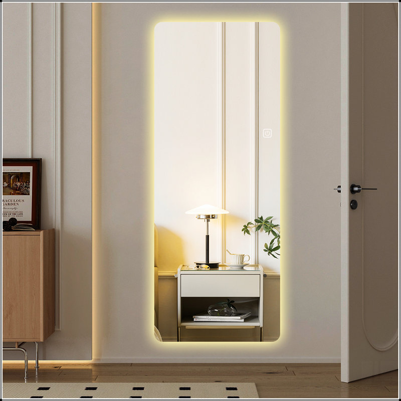 Miroir pleine grandeur 65 po x 21 po avec lumières Type de suspension murale pleine longueur pour miroir Convient aux chambres à coucher, à gradation et à l'éclairage 3 couleurs