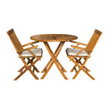 Outdoor 3 - Piece Teak Bistro Set with Cushions