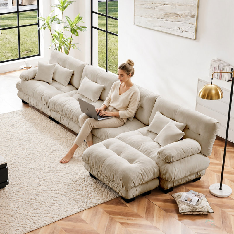 Upholstered 0.01 " Chenille L-Shaped Sectional