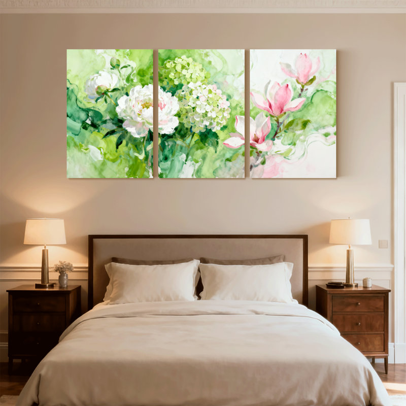 Plantes et fleurs, ensemble de 3 impressions sur toile, H 24 po x l 48 po