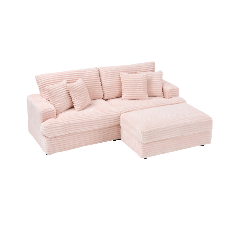Canapé modulaire Aura avec rangement caché, coussin à ressorts indépendant et mousse viscoélastique, Rose