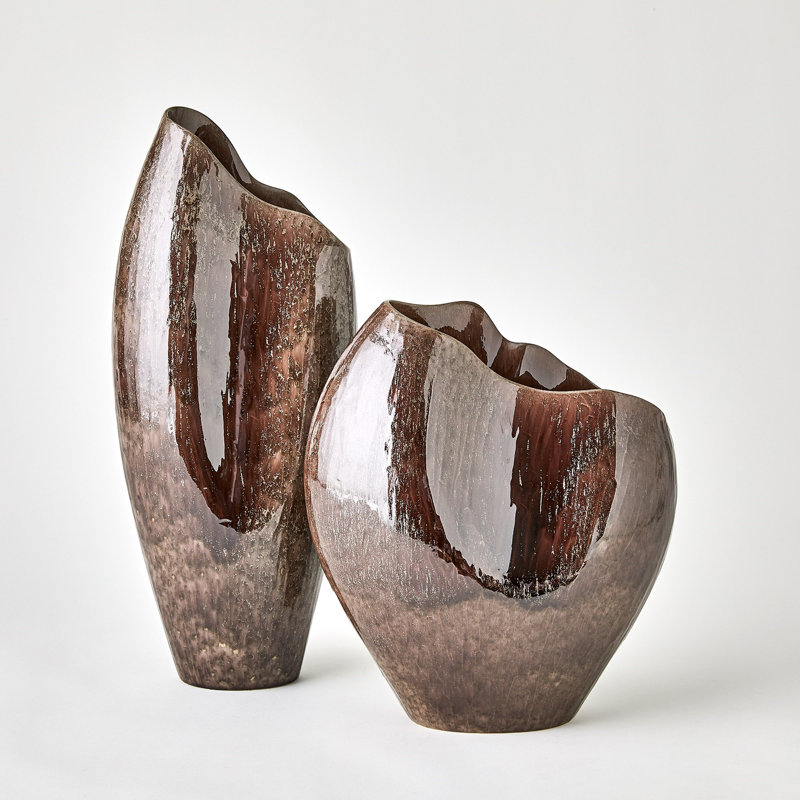 Horn Handmade Ceramic Table Vase, 15.5" H x 13.5" W x 7.25" D