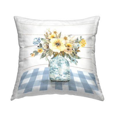 Coussin Country Bouquet on Plaid