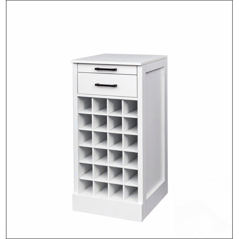Bar à vin brun modulaire avec rangement de 24 bouteilles en noyer, parfait pour recevoir et organiser votre collection de vins.