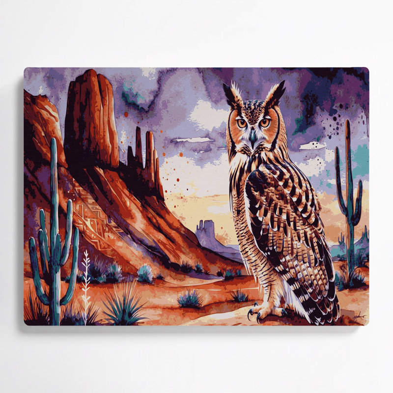«Southwestern Animals Owl» 42, art mural en métal brun, 20" H x 30" W x 0.05" D