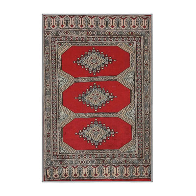 Tapis rouge/rose/brun traditionnel