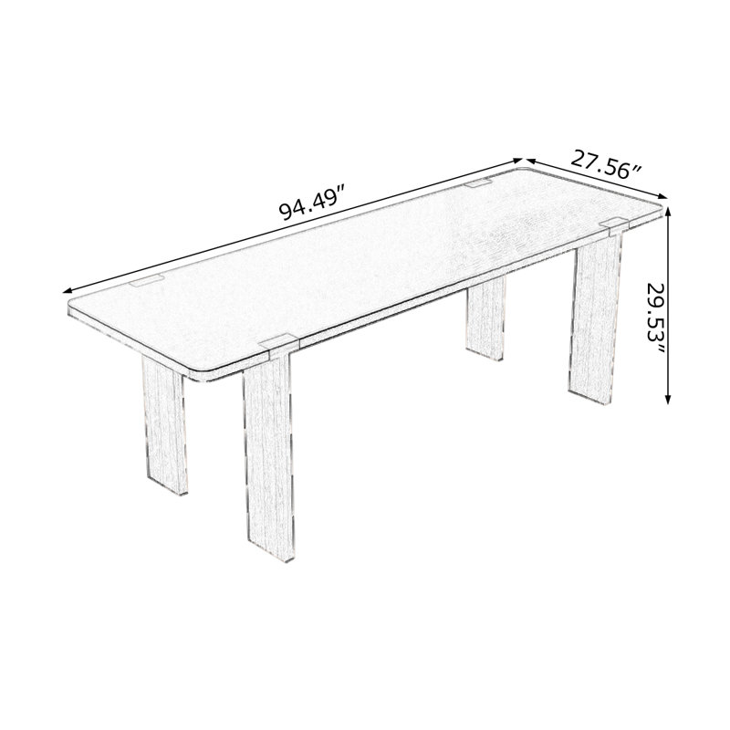 Bureaux rectangulaires noirs en bois massif, H 29,53 po x l 94,49 po x P 27,56 po