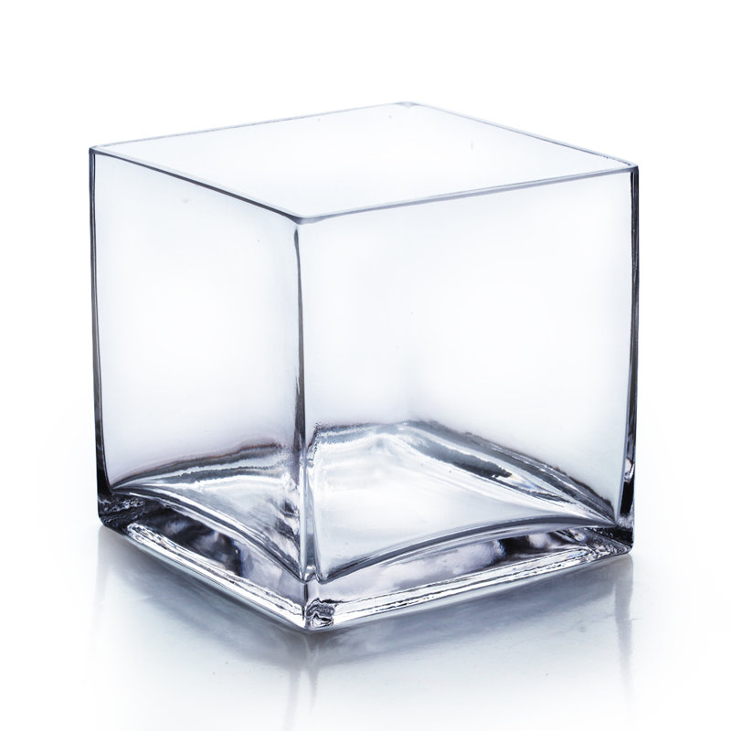 Macie Handmade Glass Table Vase, Clear, 5" H x 5" W x 5" D