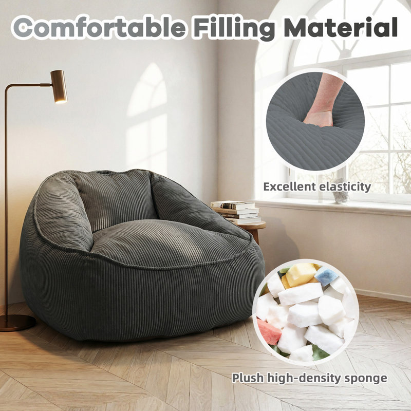 Beanbag Sofa, Pear-Shaped, Grey