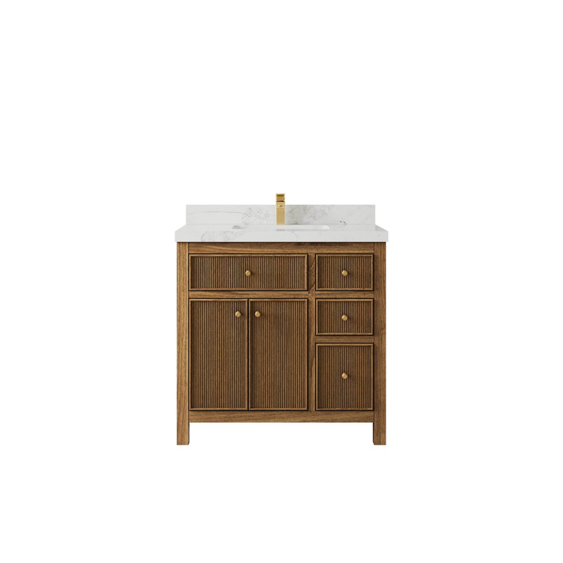36'' Single Bathroom Vanity with Quartz Top, Calacatta Nuvo