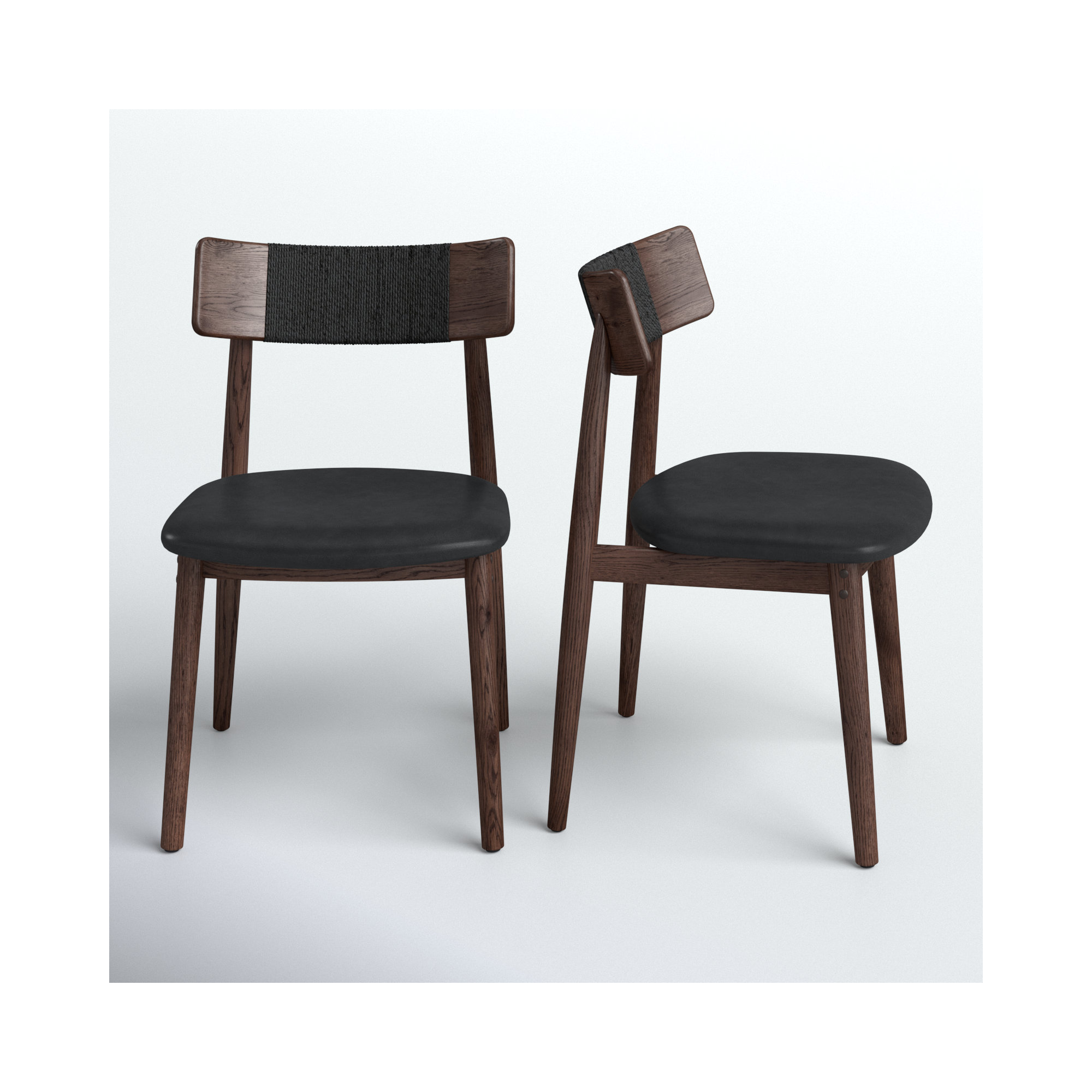 Sakina Leather Dining Chair, Black, Brown