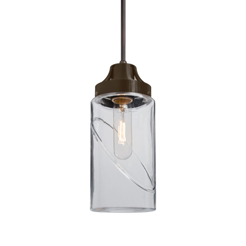 Casen 1 - Light Single Cylinder Pendant, Bronze, Clear