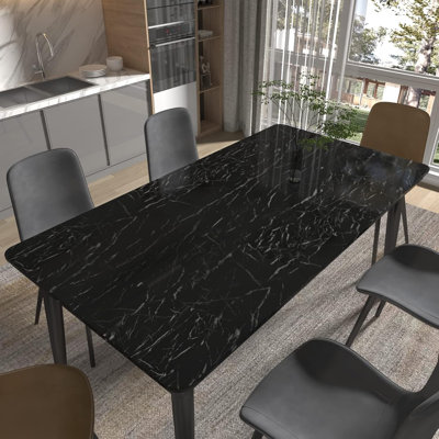 Glossy Black Marble Peel And Stick Wallpaper - Self-Adhesive Vinyl Film For Countertops, Cabinets, Furniture, And Walls - Waterproof, Removable, And Easy To Install