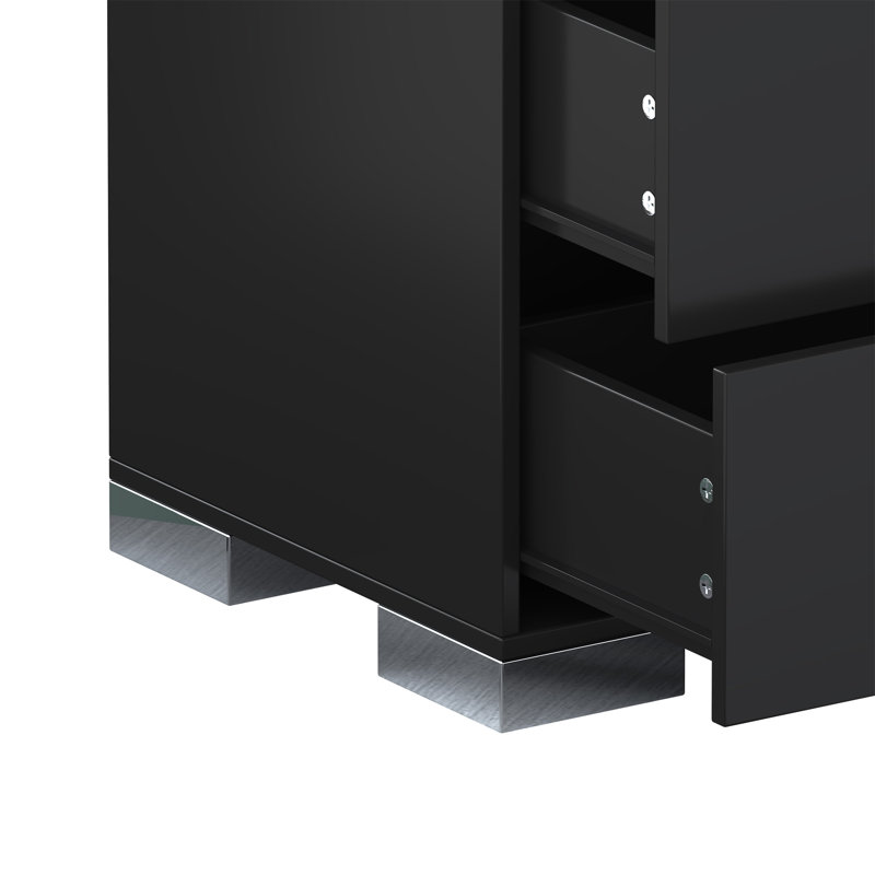 Table de chevet élégante avec pied en métal (table de chevet seulement), Noir