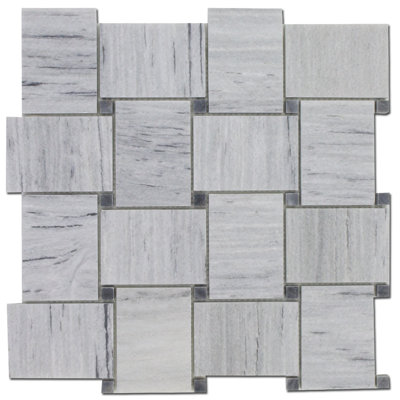 Random Sized Marble Basketweave Mosaic Wall & Floor Tile