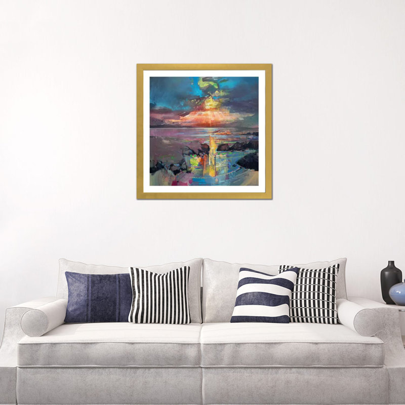 «Sky» par Scott Naismith - reproduction d'art, Gold Paper, 24" H x 24" W x1" D, Blanc